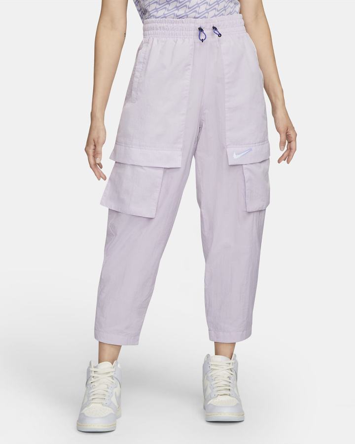 Pantalones Nike Sportswear Swoosh Mid-Rise Woven Mujer Blancas | OIGXF-8910