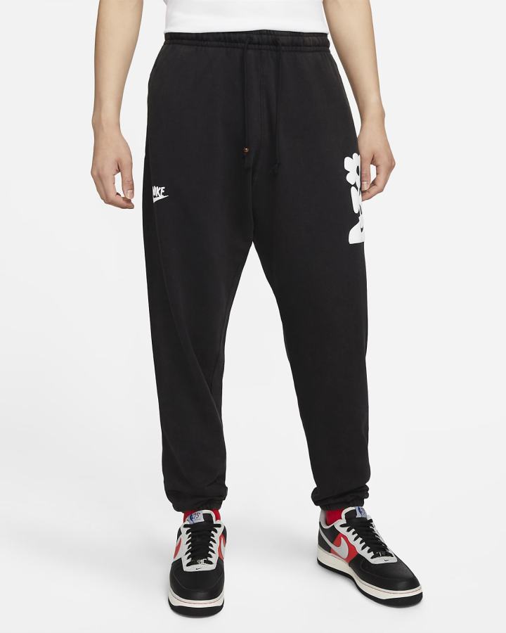 Pantalones Nike Sportswear Washed French Terry Hombre Negras Blancas | HGVWY-6198