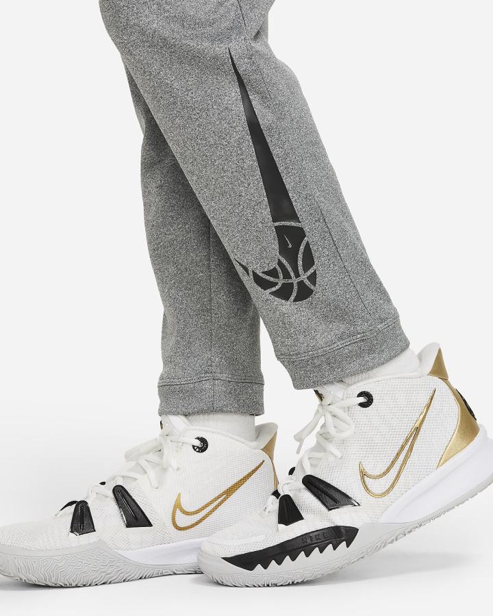 Pantalones Nike Therma-FIT Kids Basketball (Extended Size) Niño Gris Oscuro Negras | PDLSZ-7698
