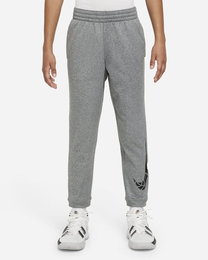 Pantalones Nike Therma-FIT Kids Basketball (Extended Size) Niño Gris Oscuro Negras | PDLSZ-7698