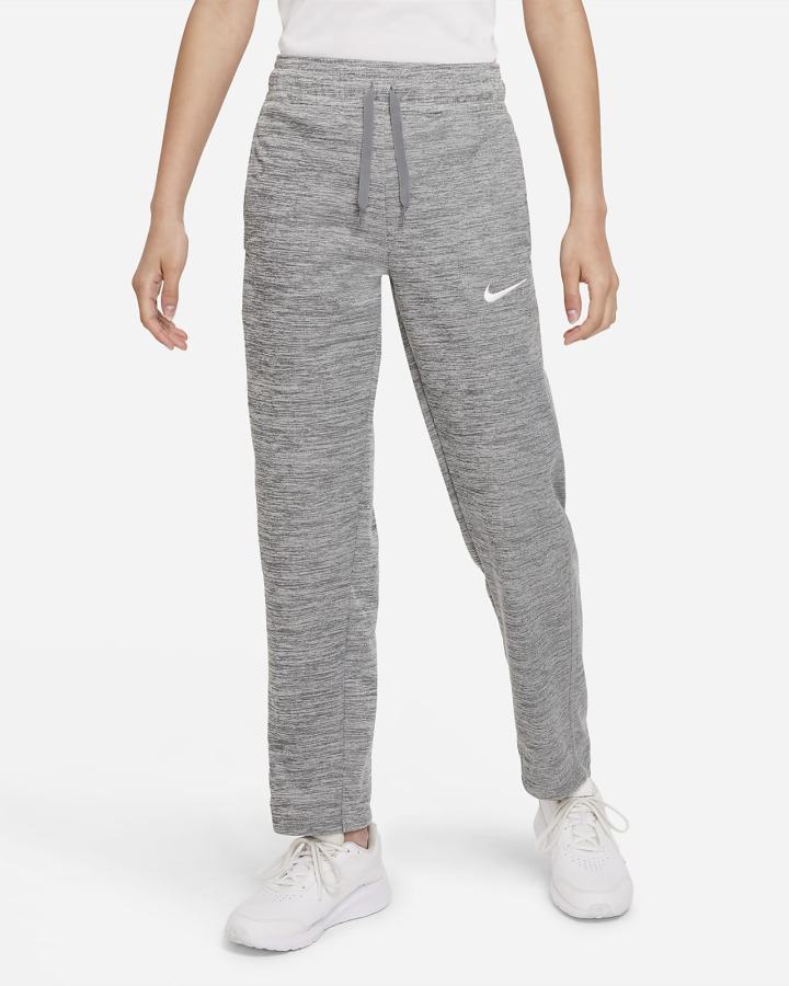 Pantalones Nike Therma-FIT Kids Open-Hem Training Niña Gris Oscuro Blancas | ZTJCP-2846