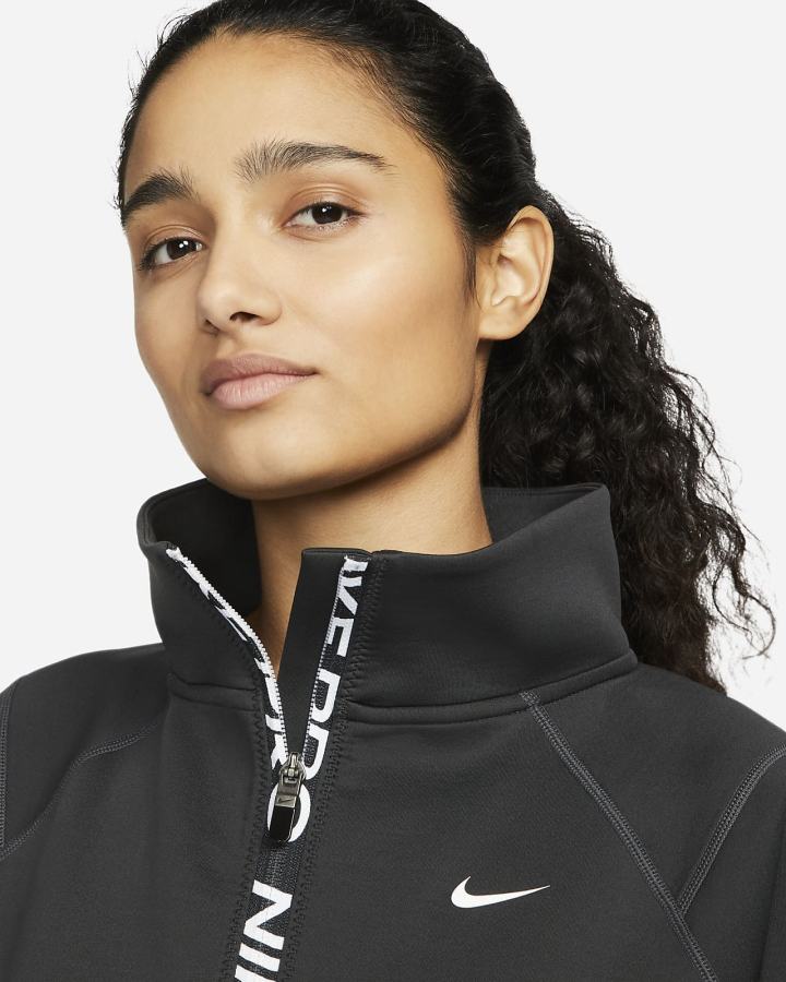 Pullover Nike Dri-FIT 1/2-Zip Training Top Mujer Gris Oscuro Negras Blancas | YNDAF-9432