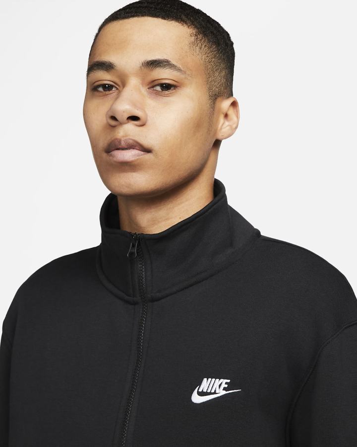 Pullover Nike Sportswear Club Brushed-Back 1/2-Zip Hombre Negras Blancas | CVTOE-5628
