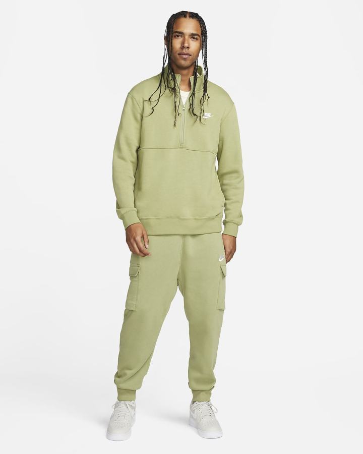 Pullover Nike Sportswear Club Brushed-Back 1/2-Zip Hombre Blancas | OIWPS-3907