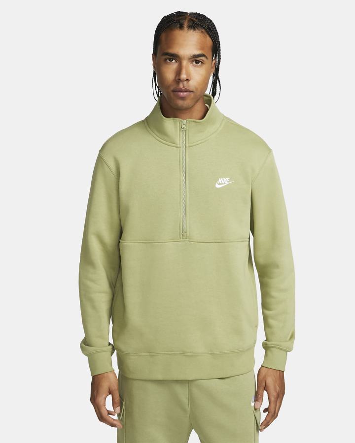 Pullover Nike Sportswear Club Brushed-Back 1/2-Zip Hombre Blancas | OIWPS-3907