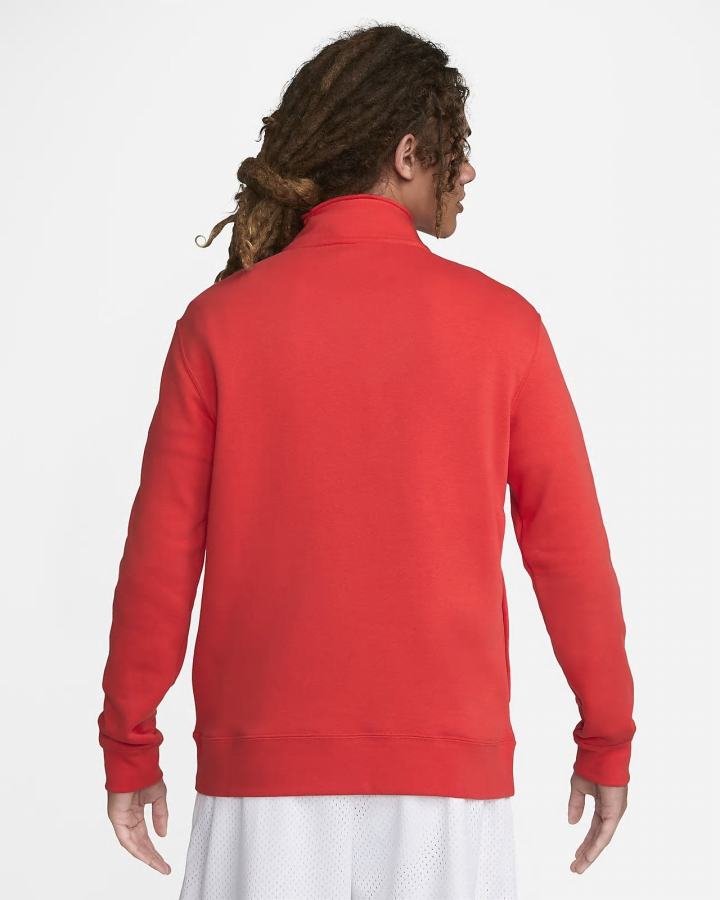 Pullover Nike Sportswear Club Brushed-Back 1/2-Zip Hombre Rojas Claro Blancas | QLBTI-0394