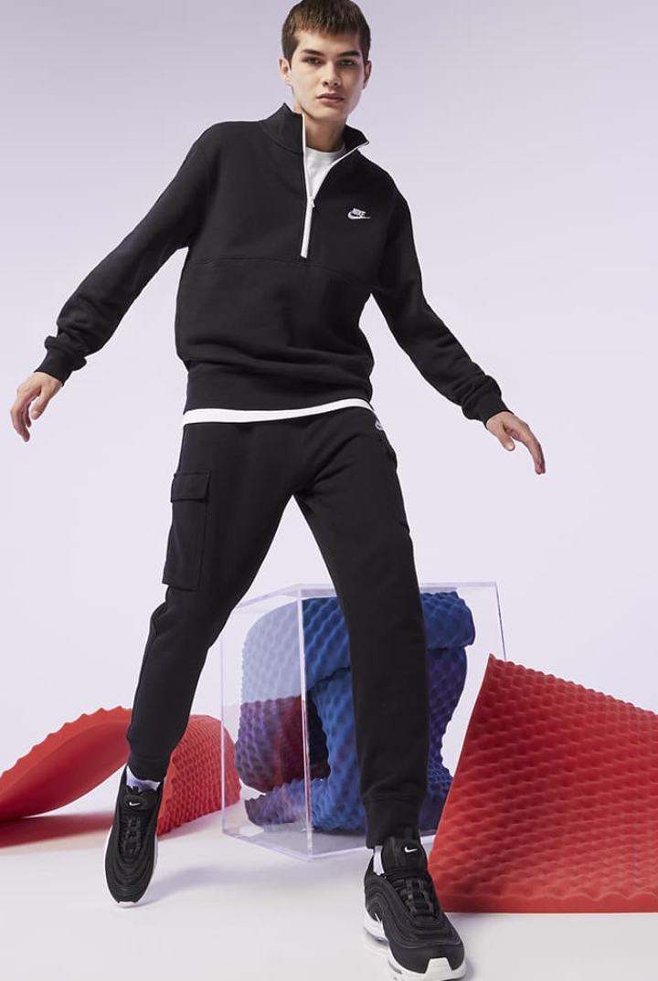 Pullover Nike Sportswear Club Brushed-Back 1/2-Zip Hombre Rojas Claro Blancas | QLBTI-0394
