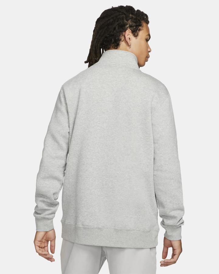 Pullover Nike Sportswear Club Brushed-Back 1/2-Zip Hombre Gris Oscuro Blancas | SOTYG-8701