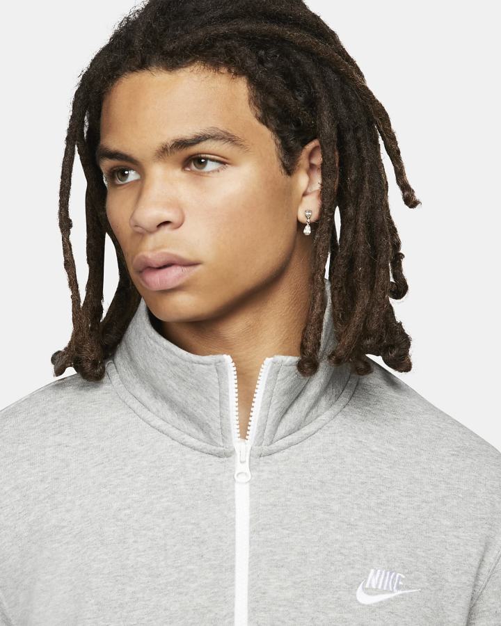 Pullover Nike Sportswear Club Brushed-Back 1/2-Zip Hombre Gris Oscuro Blancas | SOTYG-8701