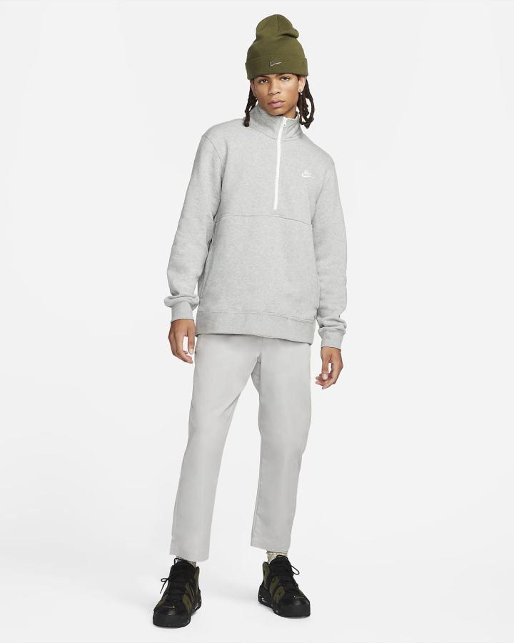 Pullover Nike Sportswear Club Brushed-Back 1/2-Zip Hombre Gris Oscuro Blancas | SOTYG-8701