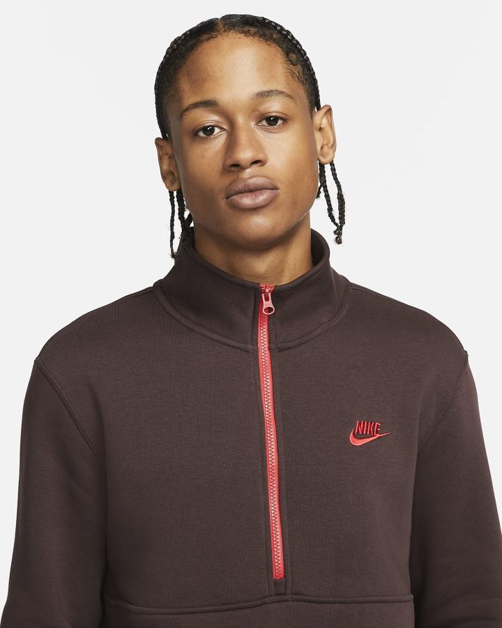 Pullover Nike Sportswear Club Brushed-Back 1/2-Zip Hombre Marrones Rojas | WYZAO-7958