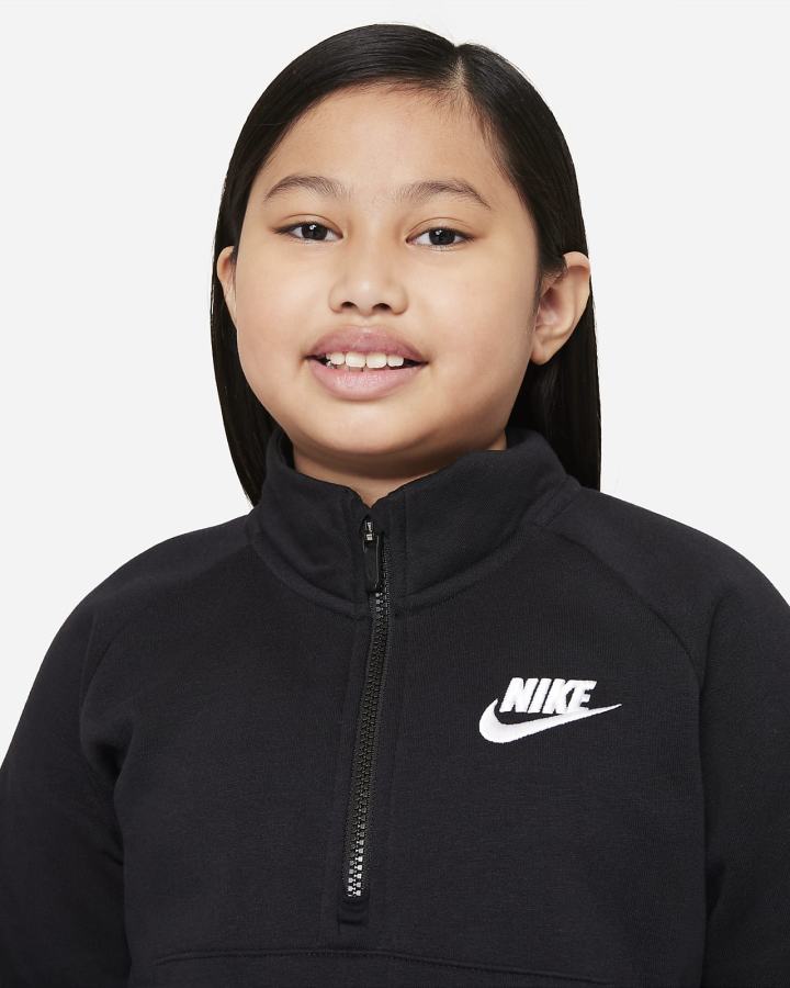Pullover Nike Sportswear Club Fleece Kids 1/2-Zip (Extended Size) Niña Negras Blancas | AIKJN-4918