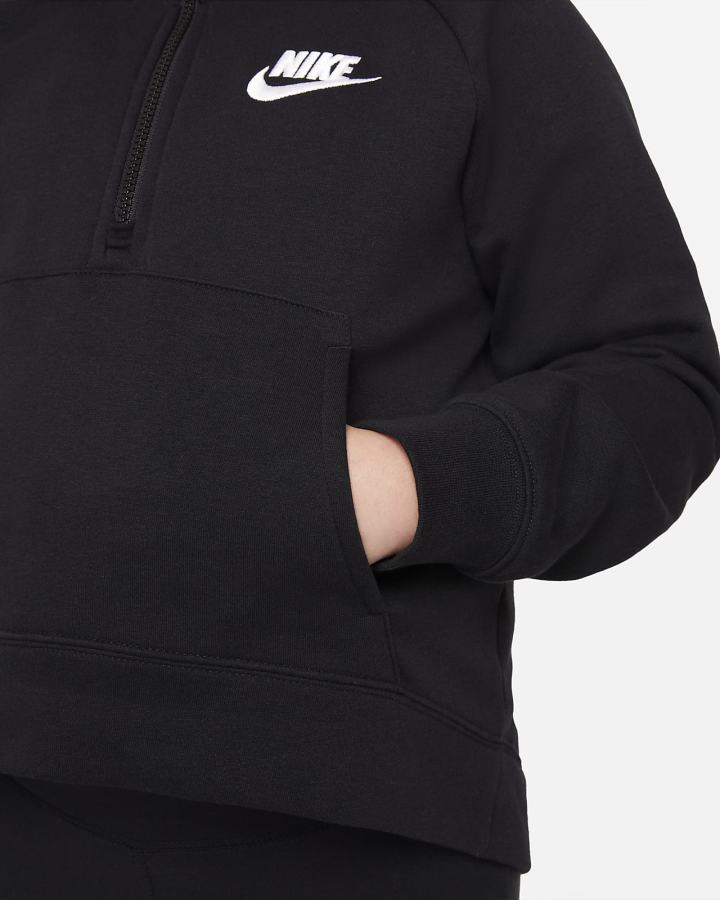 Pullover Nike Sportswear Club Fleece Kids 1/2-Zip (Extended Size) Niña Negras Blancas | AIKJN-4918