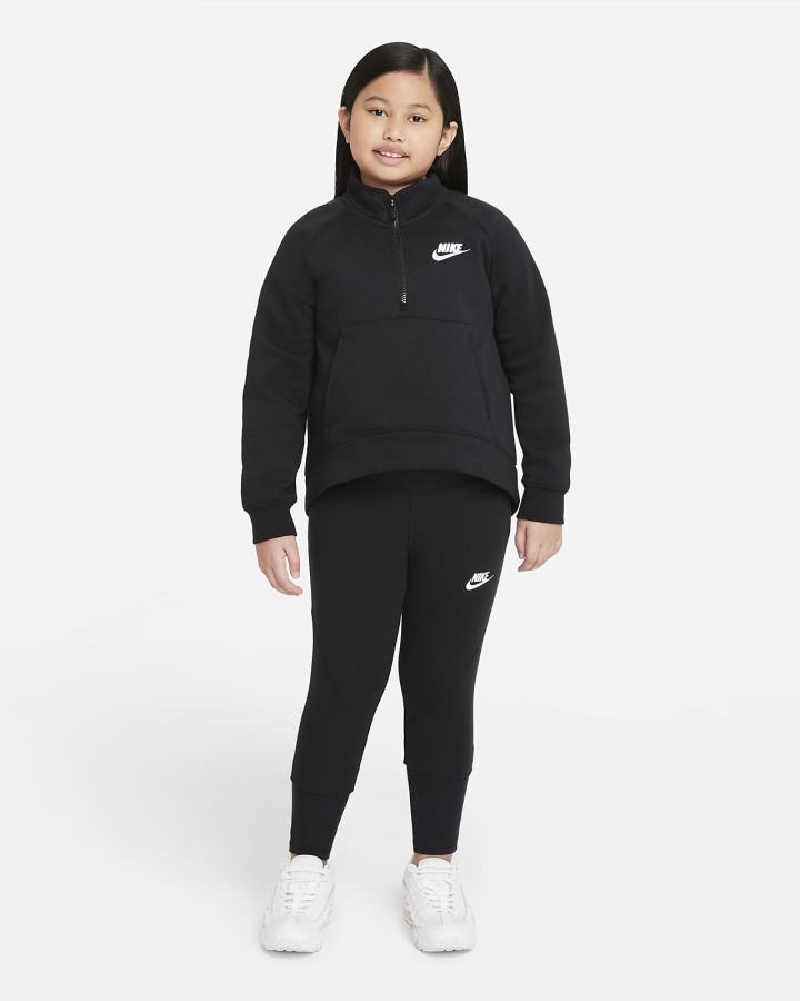 Pullover Nike Sportswear Club Fleece Kids 1/2-Zip (Extended Size) Niña Negras Blancas | AIKJN-4918