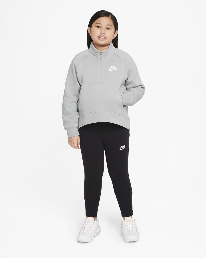 Pullover Nike Sportswear Club Fleece Kids 1/2-Zip (Extended Size) Niña Gris Claro Blancas | BLDAH-2068