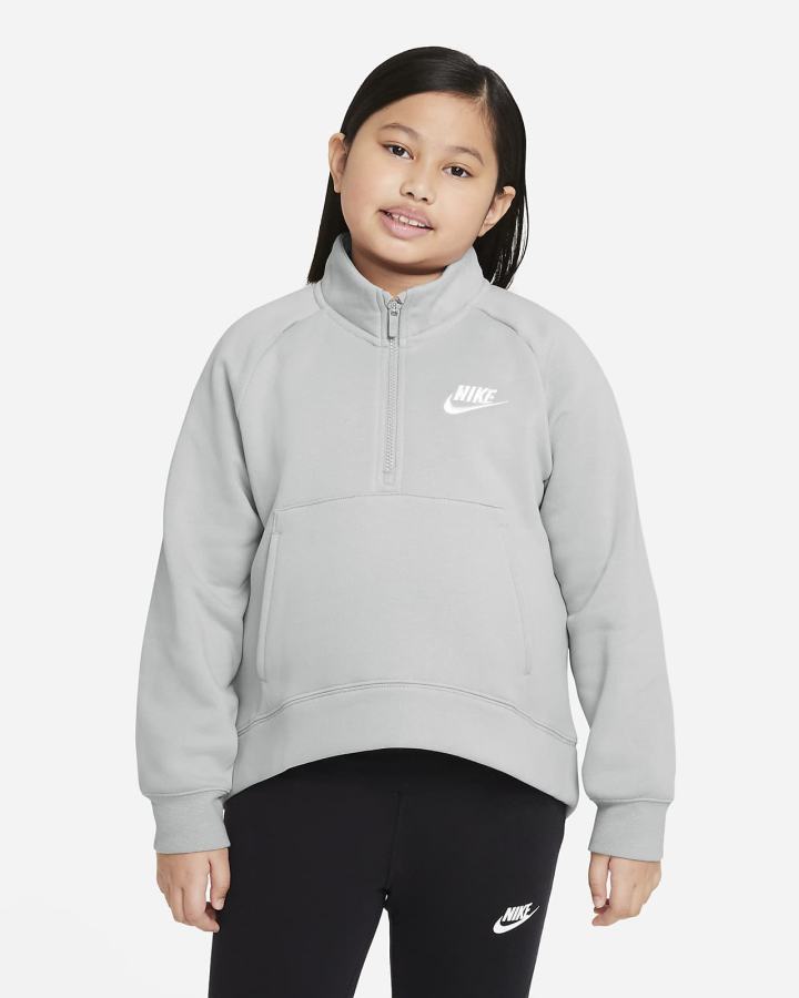 Pullover Nike Sportswear Club Fleece Kids 1/2-Zip (Extended Size) Niña Gris Claro Blancas | BLDAH-2068