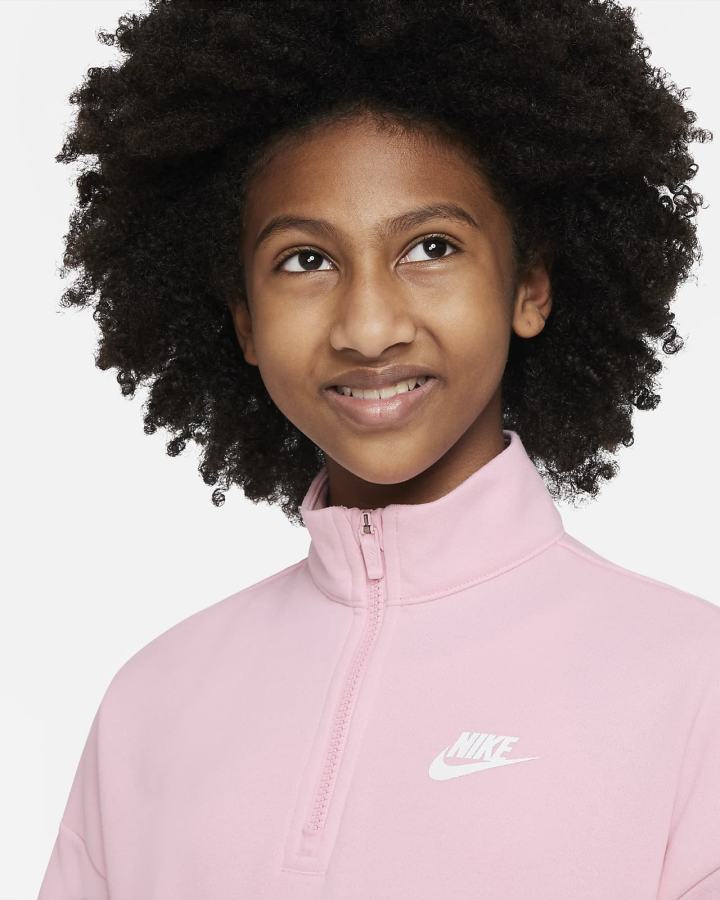 Pullover Nike Sportswear Club Fleece Kids 1/2-Zip Top Niña Rosas Blancas | CXQRZ-5824