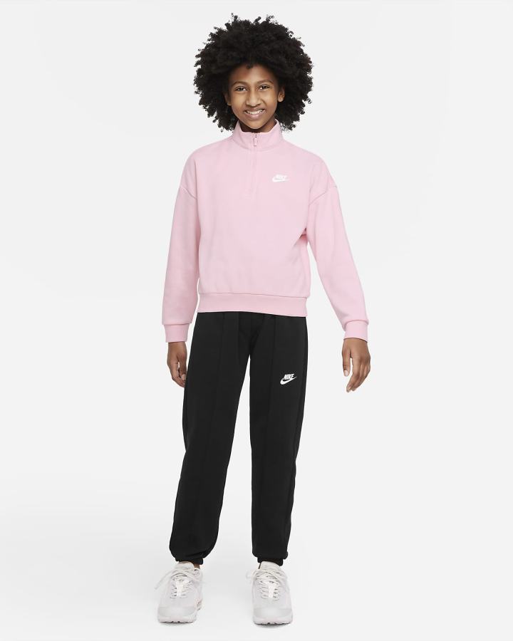 Pullover Nike Sportswear Club Fleece Kids 1/2-Zip Top Niña Rosas Blancas | CXQRZ-5824