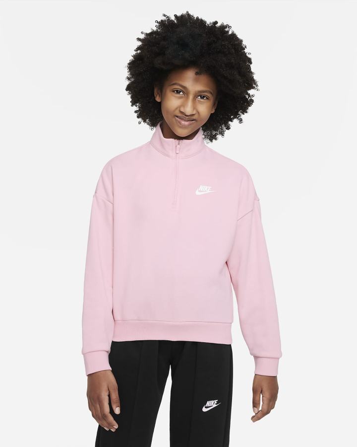Pullover Nike Sportswear Club Fleece Kids 1/2-Zip Top Niña Rosas Blancas | CXQRZ-5824