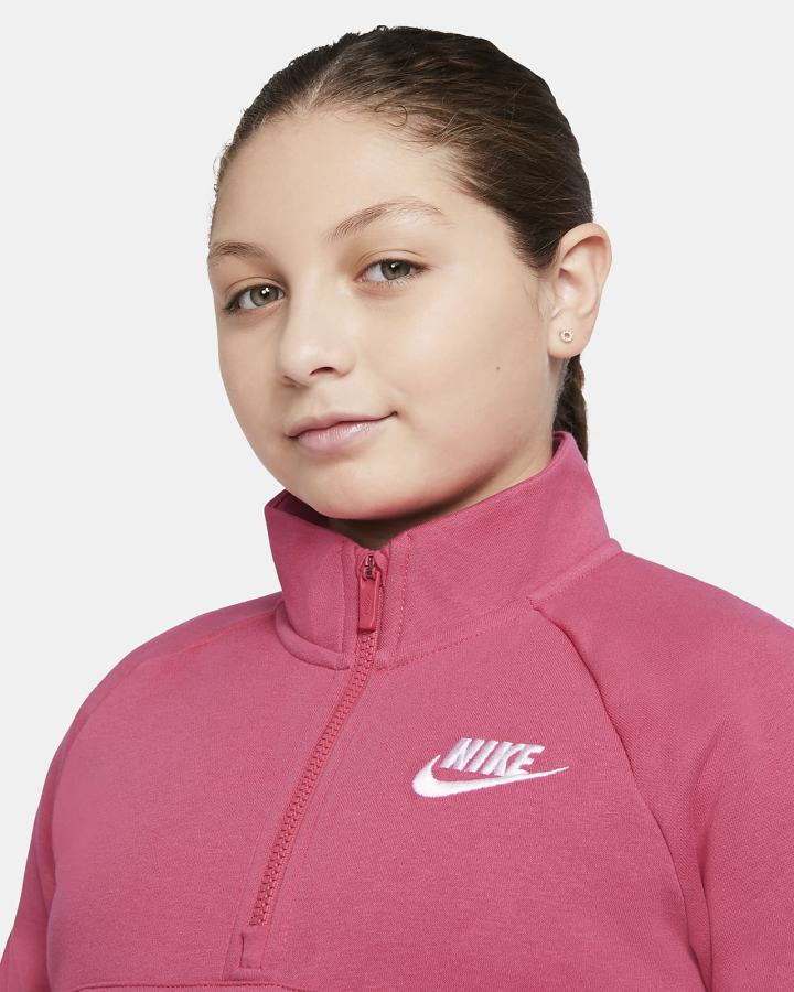 Pullover Nike Sportswear Club Fleece Kids 1/2-Zip (Extended Size) Niña Rosas Blancas | DJQRB-9174