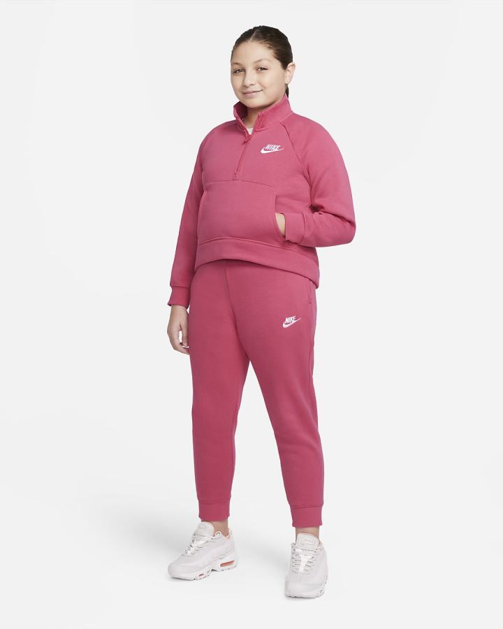 Pullover Nike Sportswear Club Fleece Kids 1/2-Zip (Extended Size) Niña Rosas Blancas | DJQRB-9174