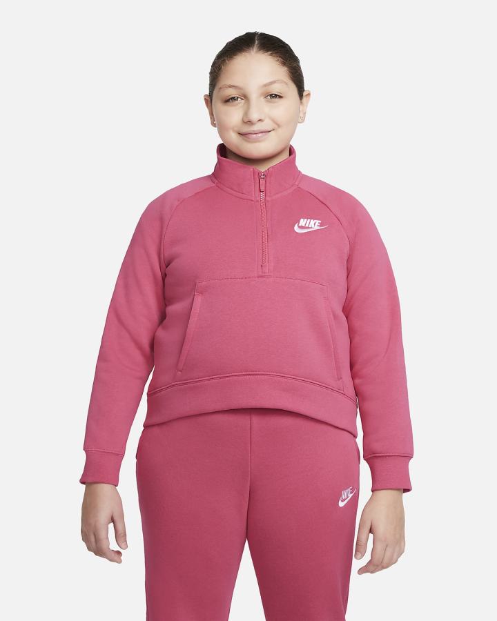 Pullover Nike Sportswear Club Fleece Kids 1/2-Zip (Extended Size) Niña Rosas Blancas | DJQRB-9174