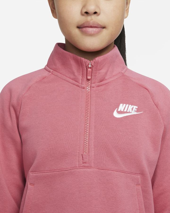 Pullover Nike Sportswear Club Fleece Kids 1/2-Zip (Extended Size) Niña Rosas Blancas | GPMZD-9306