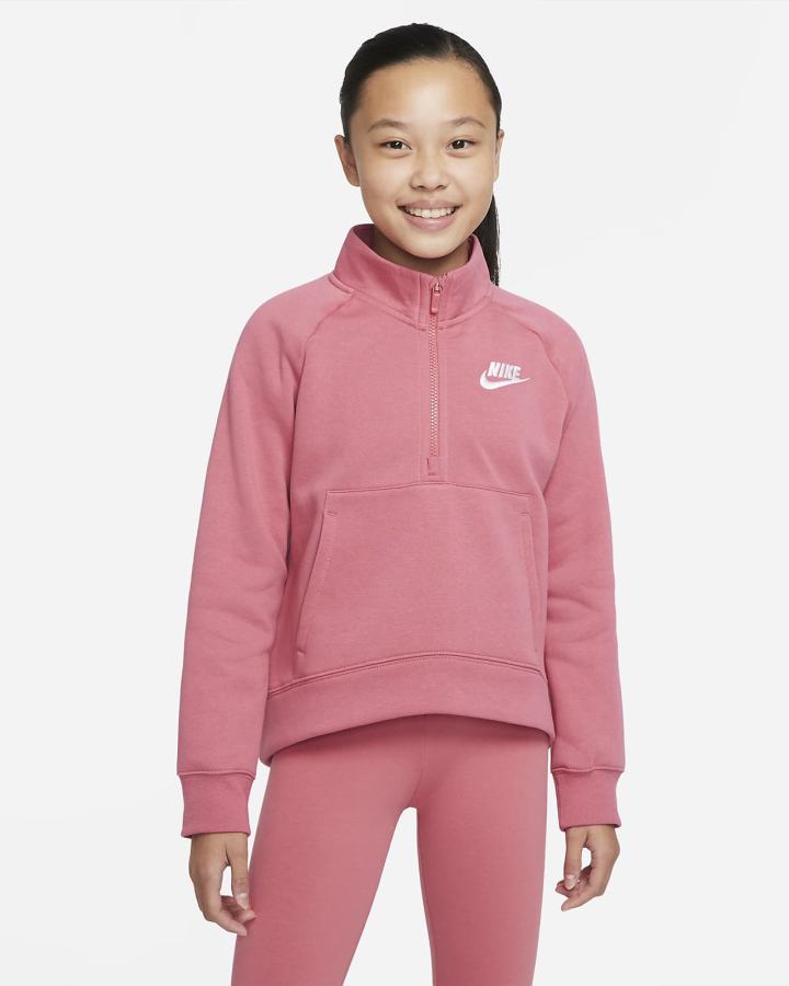 Pullover Nike Sportswear Club Fleece Kids 1/2-Zip (Extended Size) Niña Rosas Blancas | GPMZD-9306