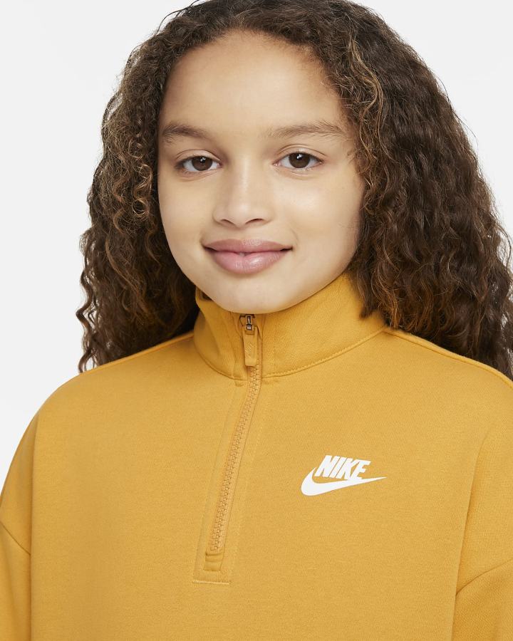 Pullover Nike Sportswear Club Fleece Kids 1/2-Zip Top Niña Amarillo Blancas | HEMUD-9632