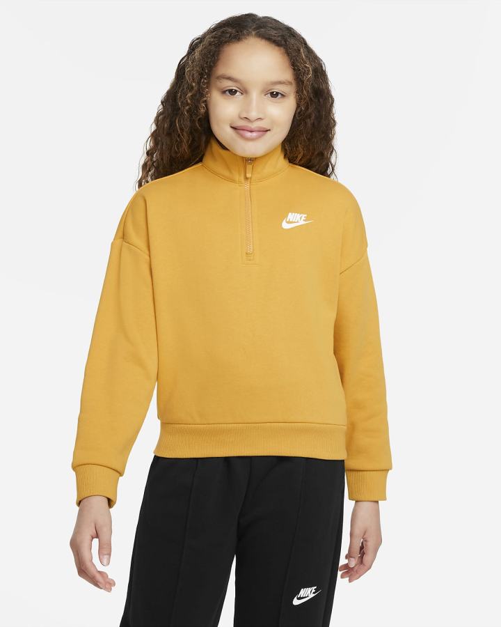 Pullover Nike Sportswear Club Fleece Kids 1/2-Zip Top Niña Amarillo Blancas | HEMUD-9632