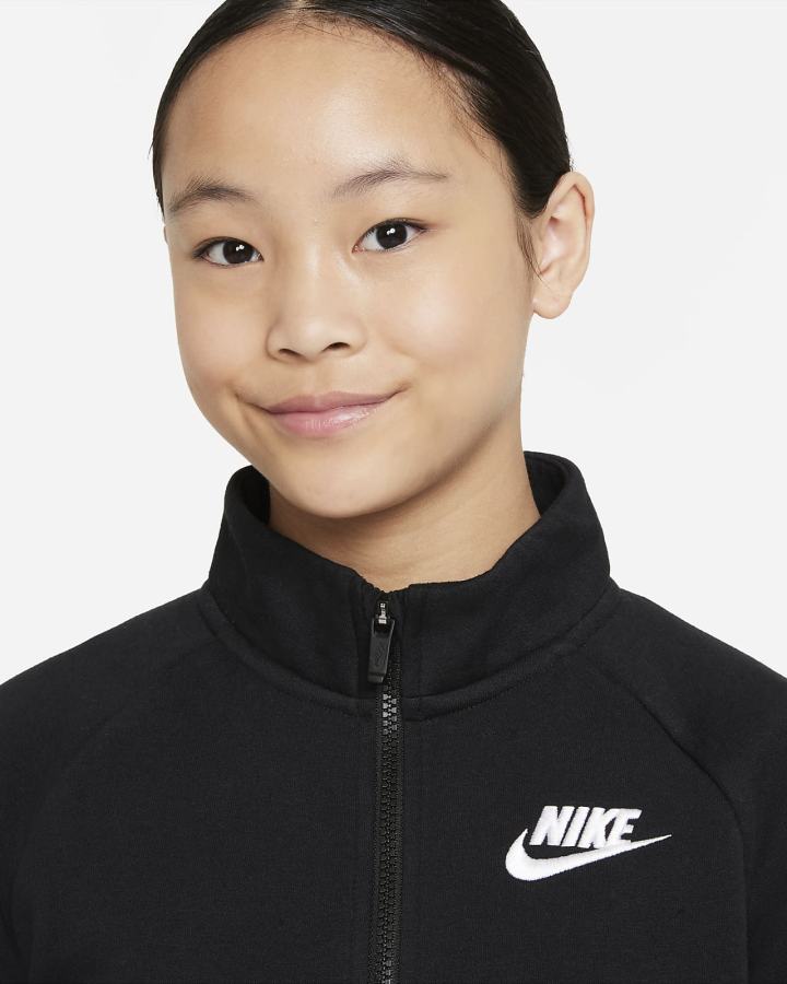 Pullover Nike Sportswear Club Fleece Kids 1/2-Zip (Extended Size) Niña Negras Blancas | KIQXB-0536