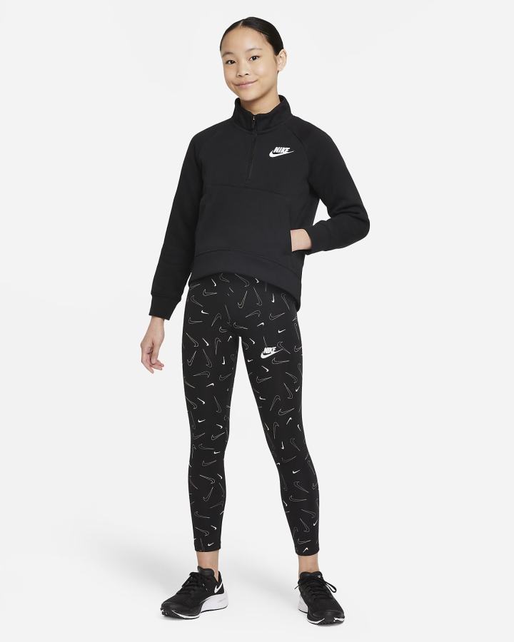 Pullover Nike Sportswear Club Fleece Kids 1/2-Zip (Extended Size) Niña Negras Blancas | KIQXB-0536