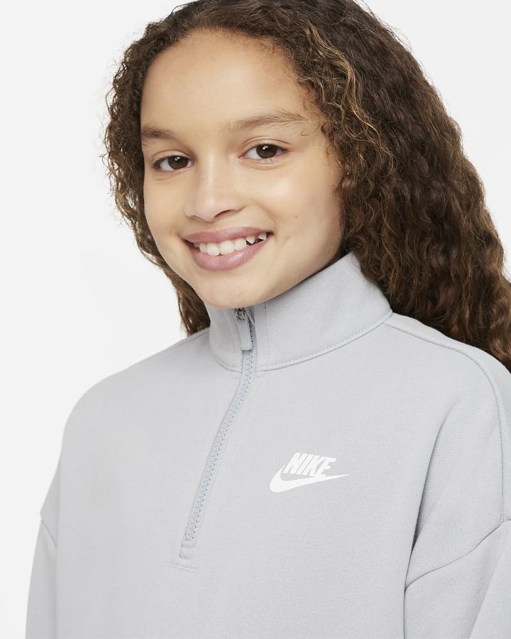 Pullover Nike Sportswear Club Fleece Kids 1/2-Zip Top Niña Gris Claro Blancas | RABTJ-1235