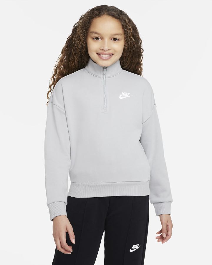 Pullover Nike Sportswear Club Fleece Kids 1/2-Zip Top Niña Gris Claro Blancas | RABTJ-1235