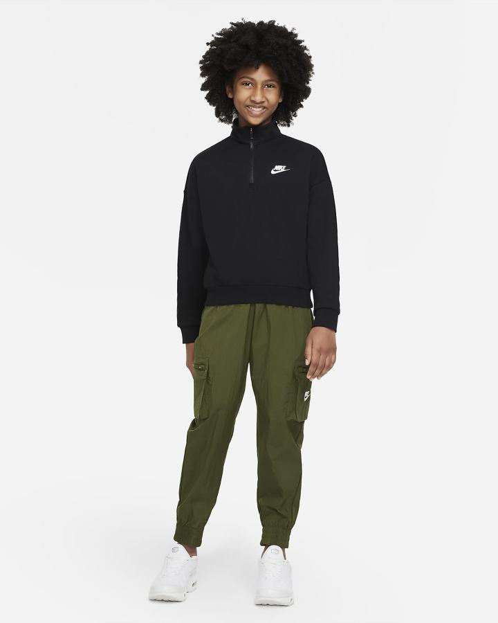 Pullover Nike Sportswear Club Fleece Kids 1/2-Zip Top Niña Negras Blancas | WUREC-3471
