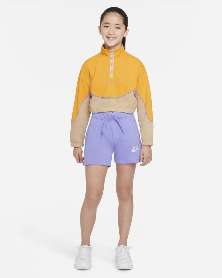 Pullover Nike Sportswear Icon Clash Kids Snap Fleece Niña Amarillo | AOEKY-3257