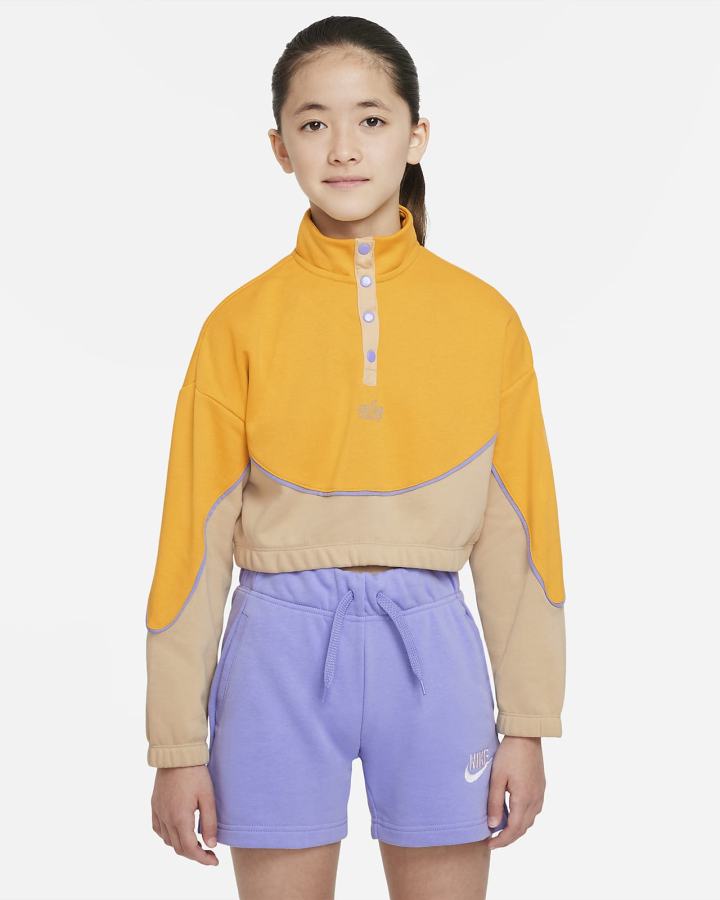 Pullover Nike Sportswear Icon Clash Kids Snap Fleece Niña Amarillo | AOEKY-3257