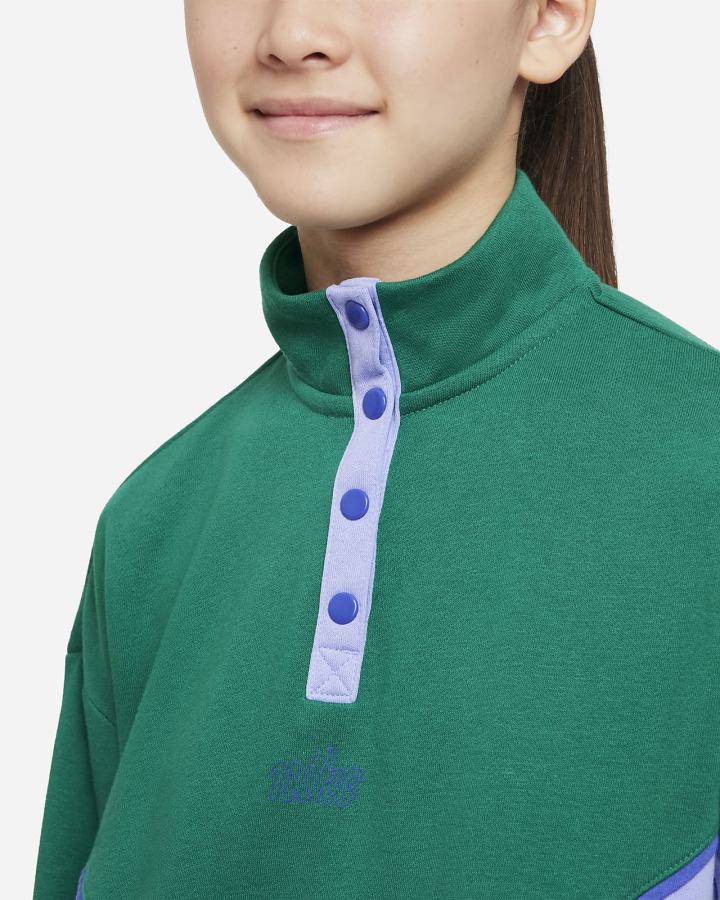 Pullover Nike Sportswear Icon Clash Kids Snap Fleece Niña Verde Menta | LEJFB-7496