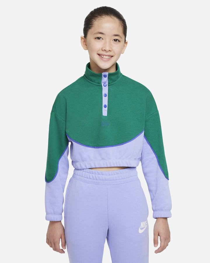 Pullover Nike Sportswear Icon Clash Kids Snap Fleece Niña Verde Menta | LEJFB-7496