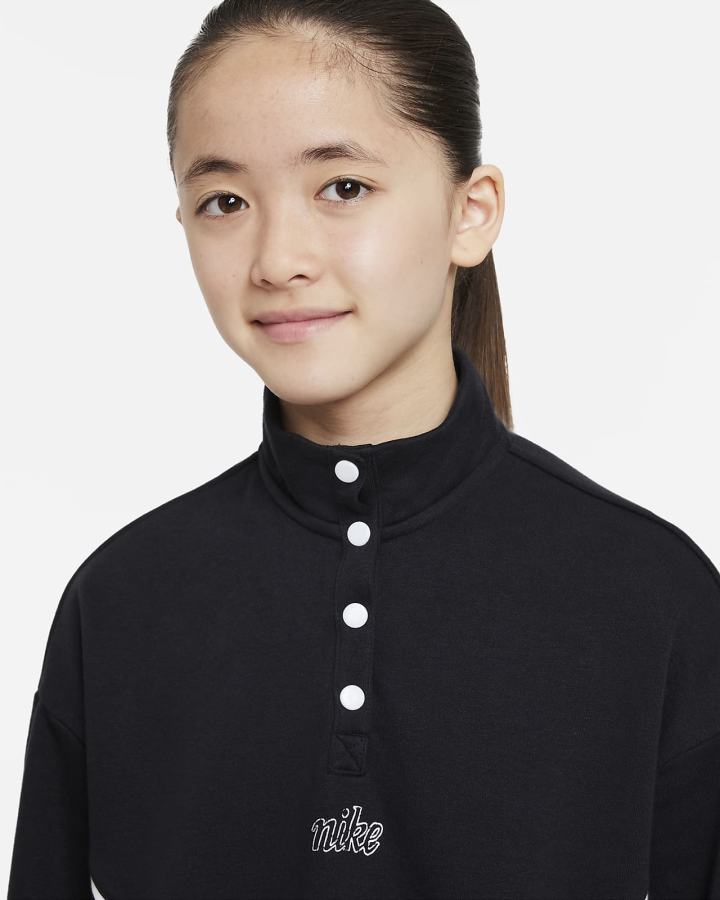 Pullover Nike Sportswear Icon Clash Kids Snap Fleece Niña Negras Blancas | NACMO-8694