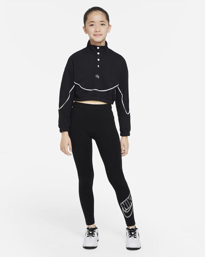 Pullover Nike Sportswear Icon Clash Kids Snap Fleece Niña Negras Blancas | NACMO-8694