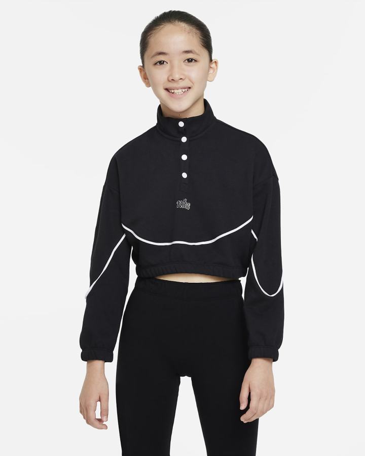 Pullover Nike Sportswear Icon Clash Kids Snap Fleece Niña Negras Blancas | NACMO-8694