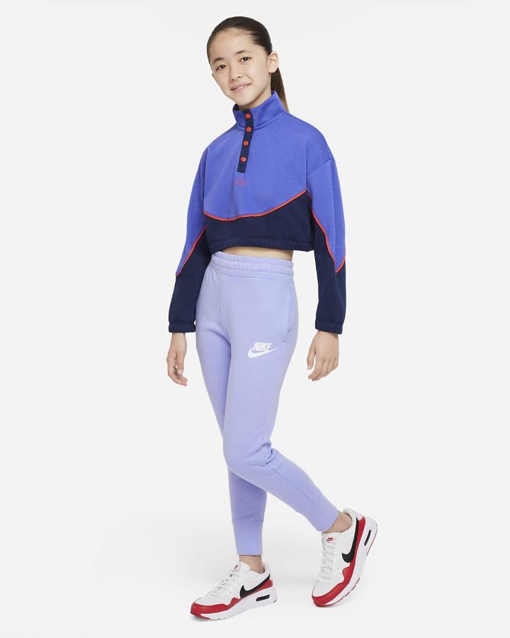 Pullover Nike Sportswear Icon Clash Kids Snap Fleece Niña Azul Marino Rojas Claro | QDAVK-0184
