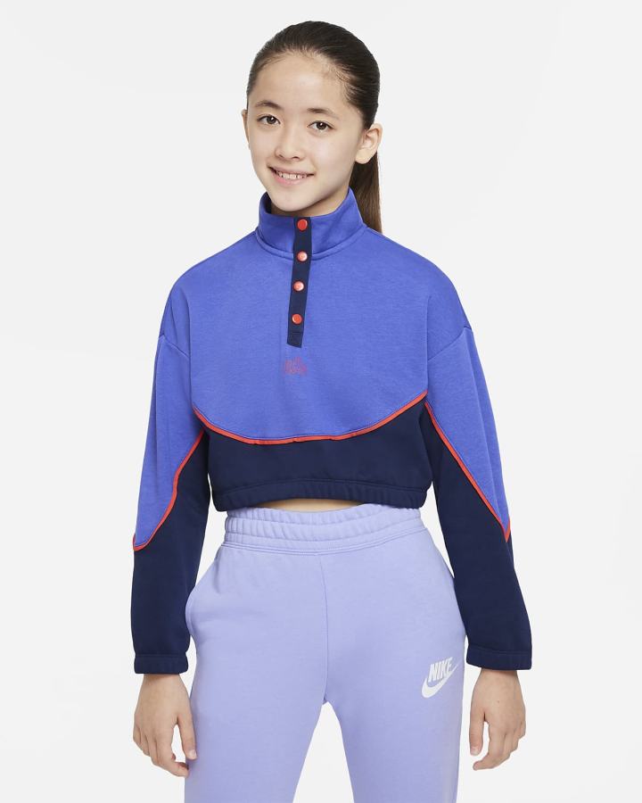 Pullover Nike Sportswear Icon Clash Kids Snap Fleece Niña Azul Marino Rojas Claro | QDAVK-0184