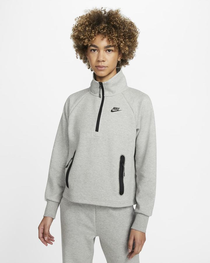 Pullover Nike Sportswear Tech Fleece 1/4-Zip Top Mujer Gris Oscuro Negras | FJSYK-1803