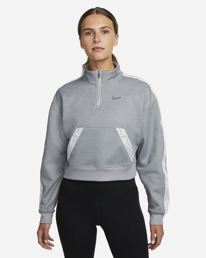 Pullover Nike Therma-FIT 1/2-Zip Training Top Mujer Gris Blancas Negras | FINVR-2043