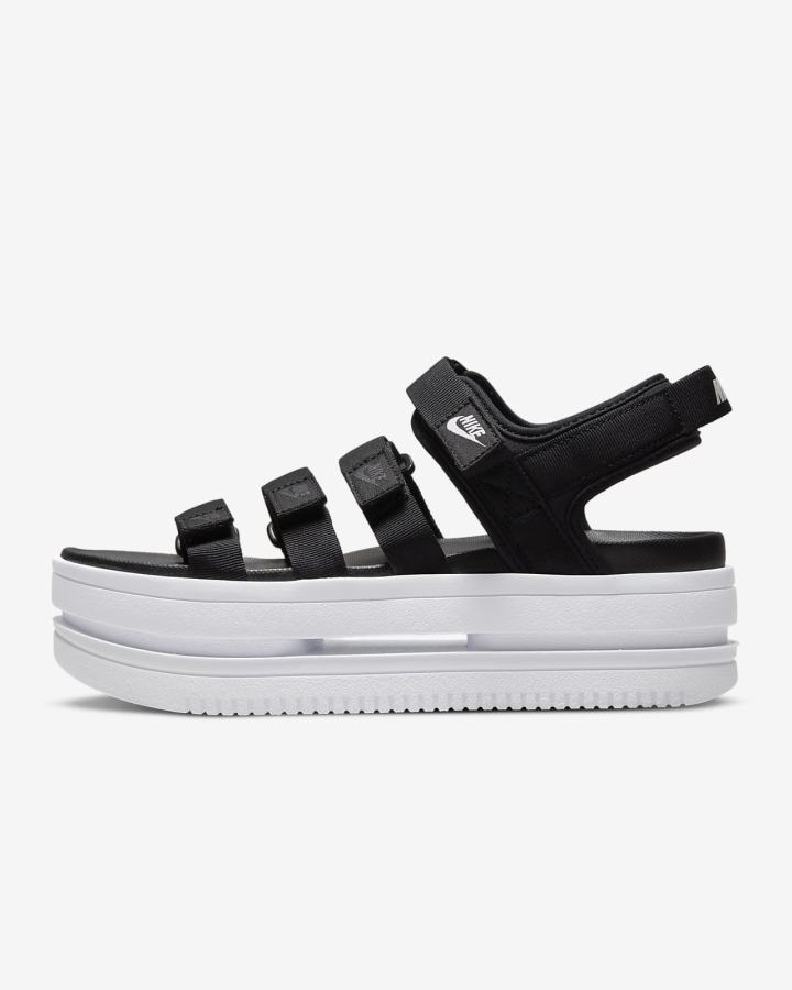 Sandalias Nike Icon Classic Mujer Negras Blancas | CNTGO-1895