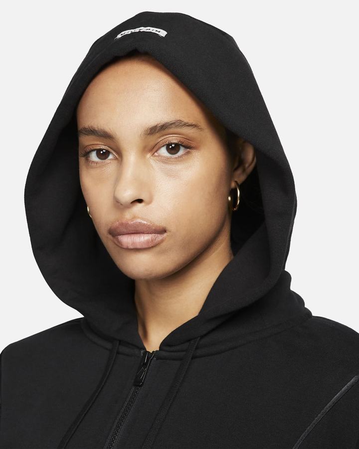 Sudadera Con Capucha Nike Air Full-Zip Fleece Mujer Negras Blancas | GOSHJ-9057