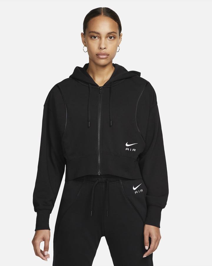 Sudadera Con Capucha Nike Air Full-Zip Fleece Mujer Negras Blancas | GOSHJ-9057