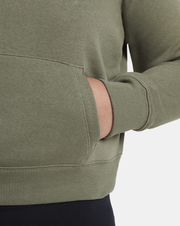 Sudadera Con Capucha Nike Air Kids French Terry Cropped (Extended Size) Niña Verde Oliva | NVZAG-6183